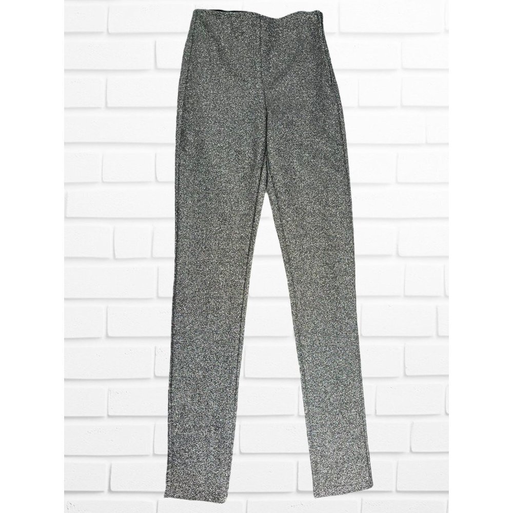 H&M Divided Pants Women's Size 4 Glitter Sparkle Stretch Silver
